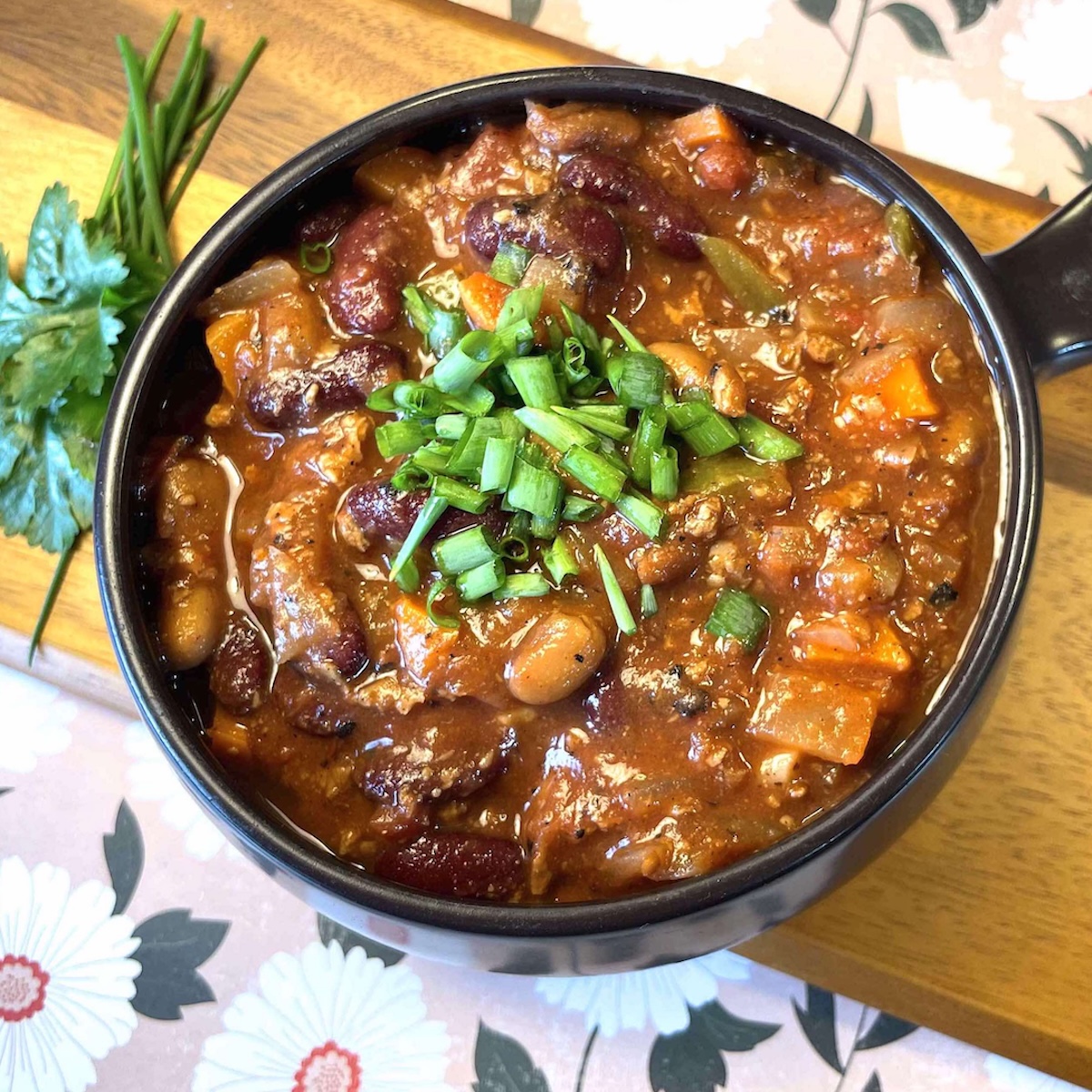 Vegan TVP Pinto and Red Bean Chili