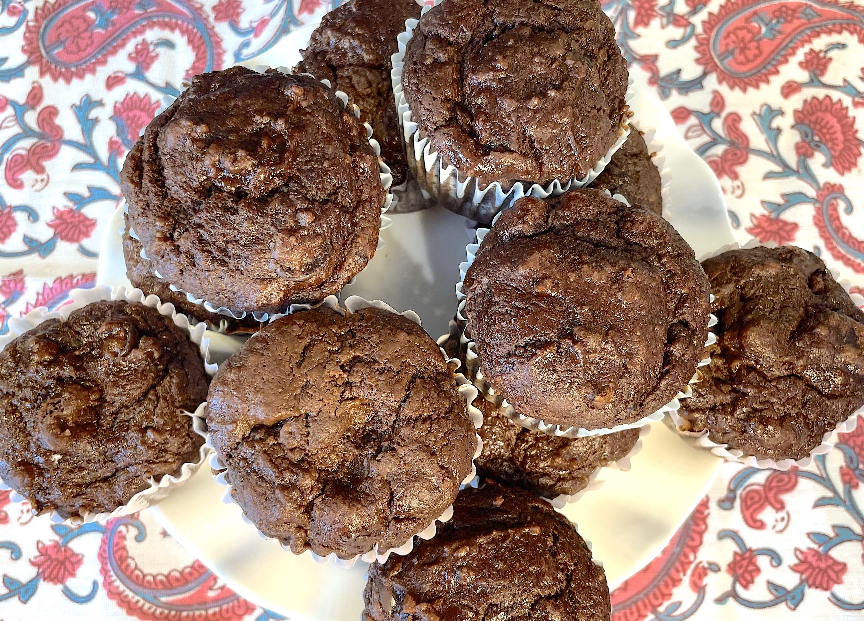 Chocolate Banana Chocolate Chip Muffins ~ Vegan ~ Date Sweetened