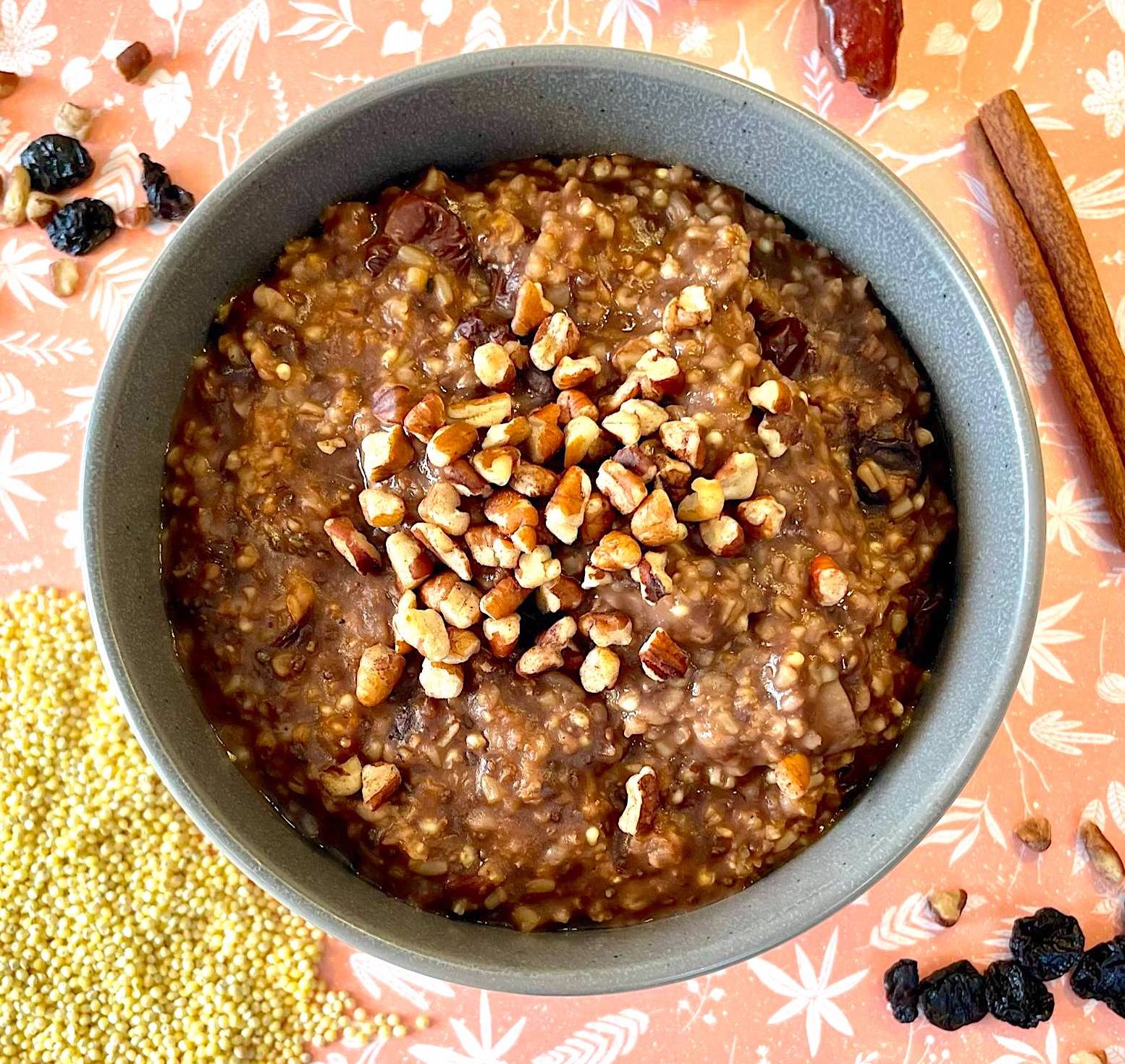 Chocolate Cherry Oats and Millet Bowl ~ Gluten-Free ~ WFPB