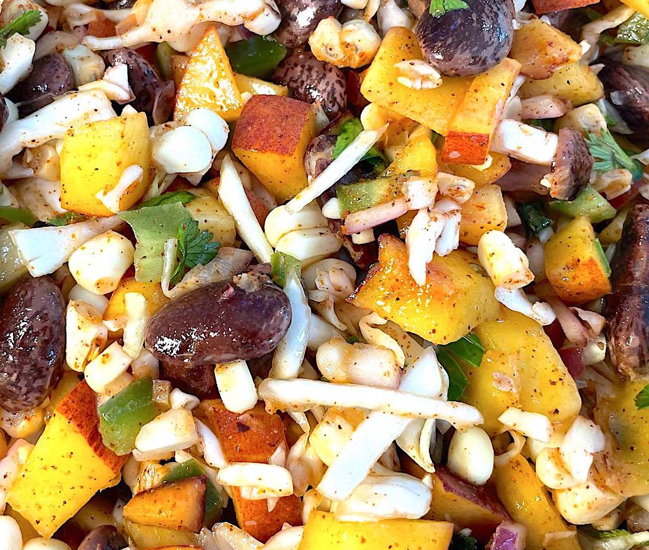 Peach, Corn, Cabbage and Red Bean Salad ~ Oil-Free ~ Vegan ~ WFPB-NO