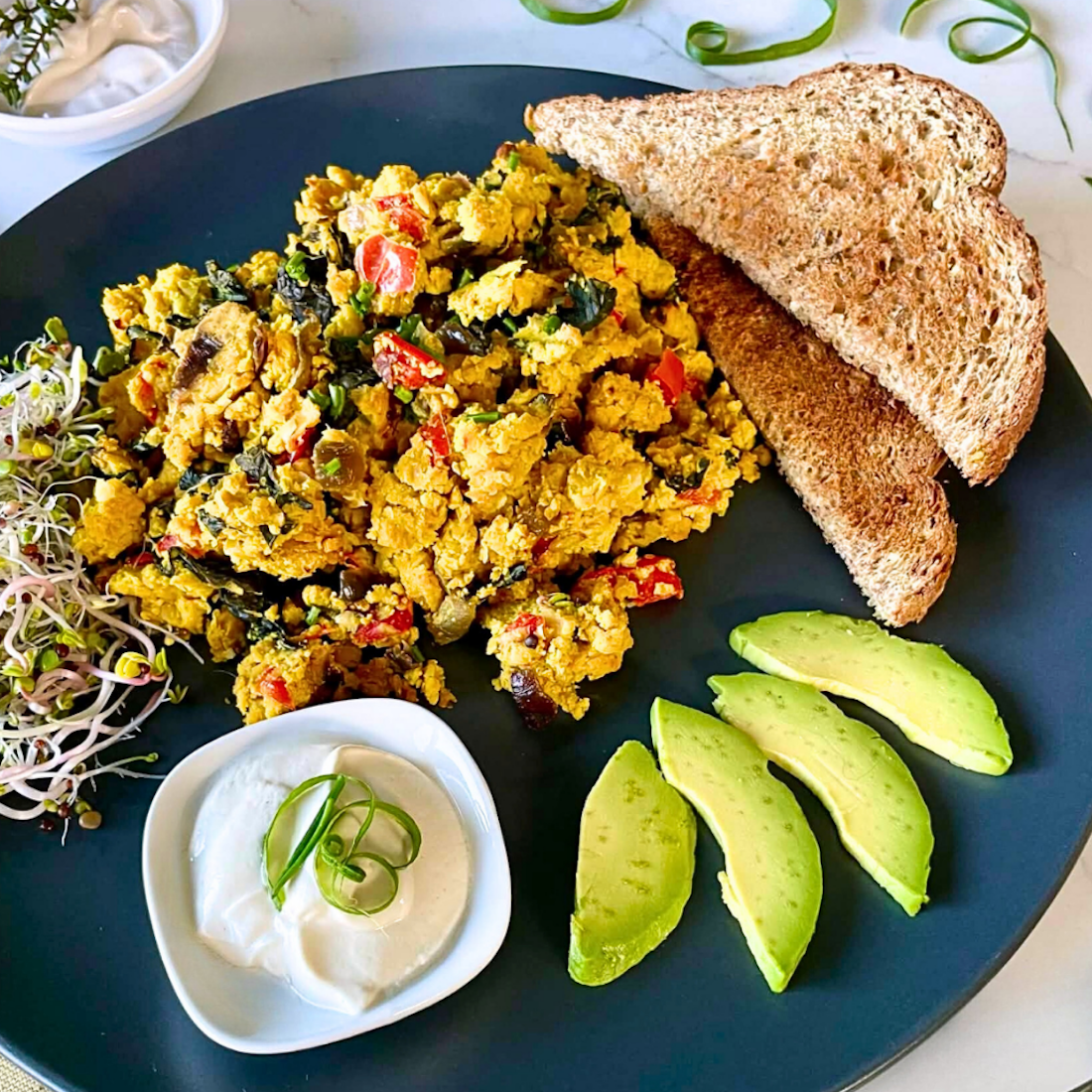 Oven-Baked Chickpea Tofu Scramble Oil-Free