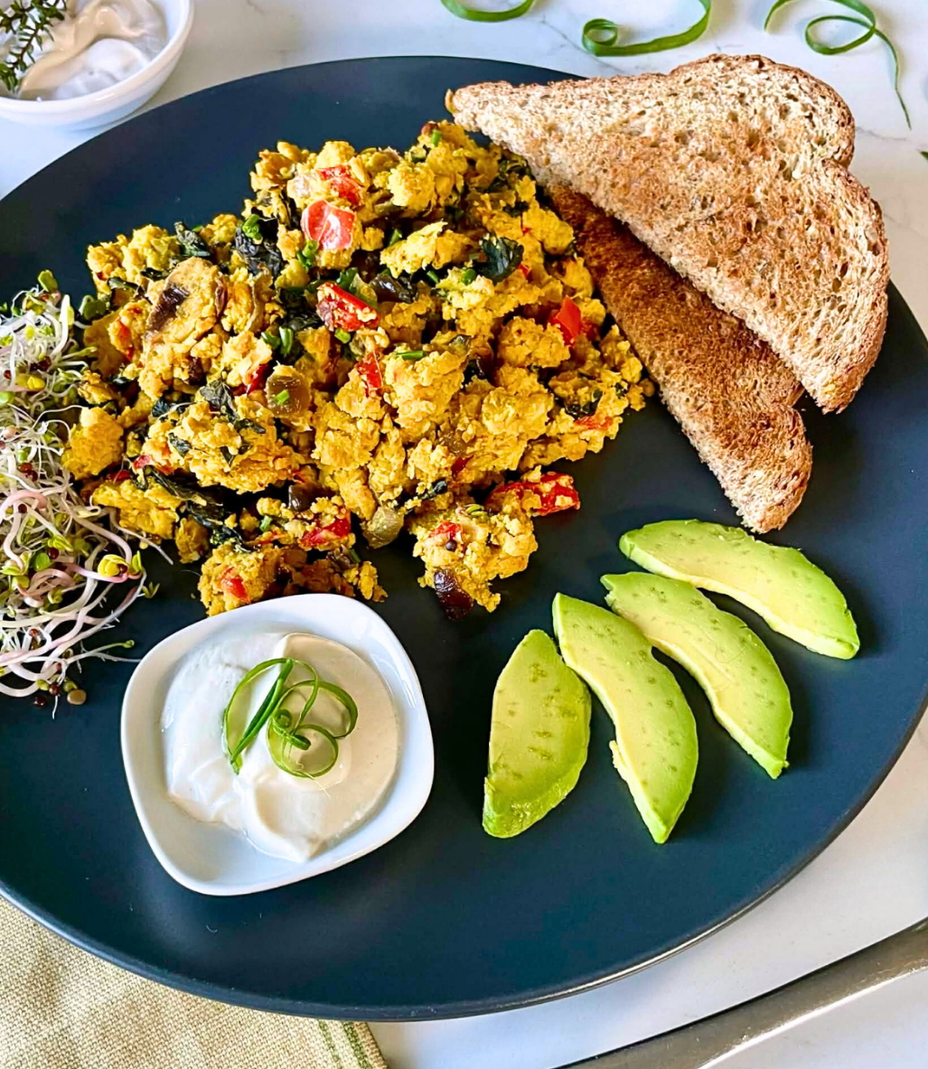 Oven-Baked Chickpea Tofu Scramble Oil-Free Recipe