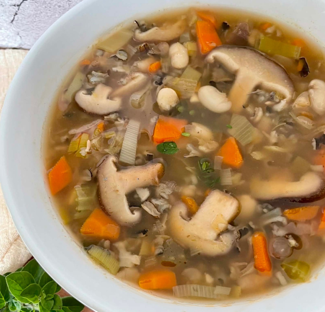 Wild Rice Shiitake Mushroom Soup with White Beans ~ Vegan ~ WFPB