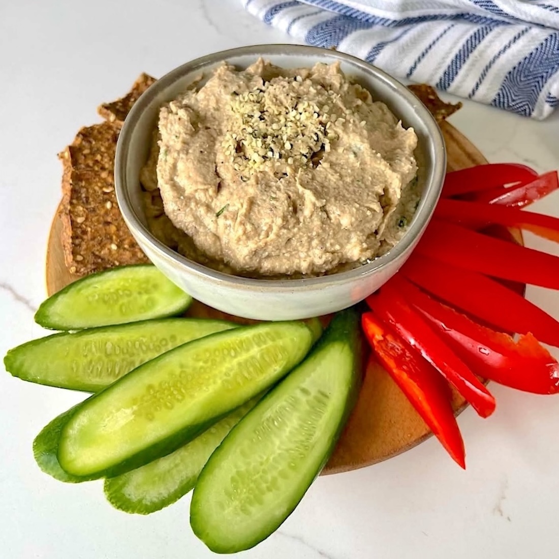 Oil-Free Baba Ganoush with Tofu and Hemp Heart Protein