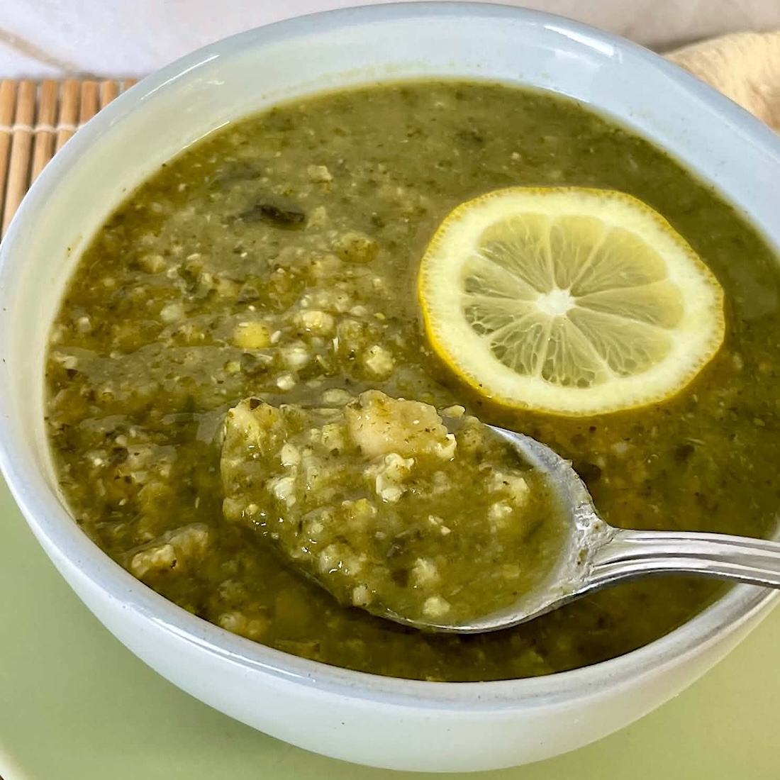Kale Zucchini Soup with Millet WFPB